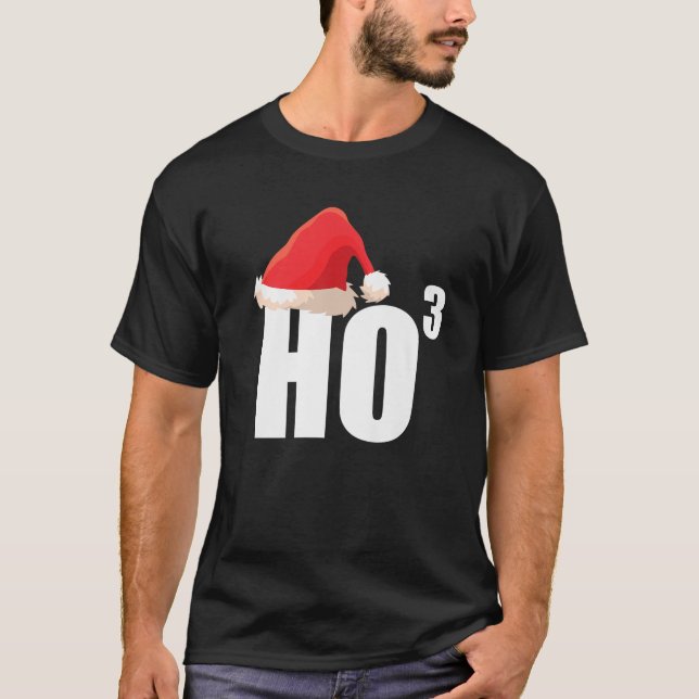 Triple Ho Ho Third Power Math Nerd Funny Christmas T-Shirt (Front)