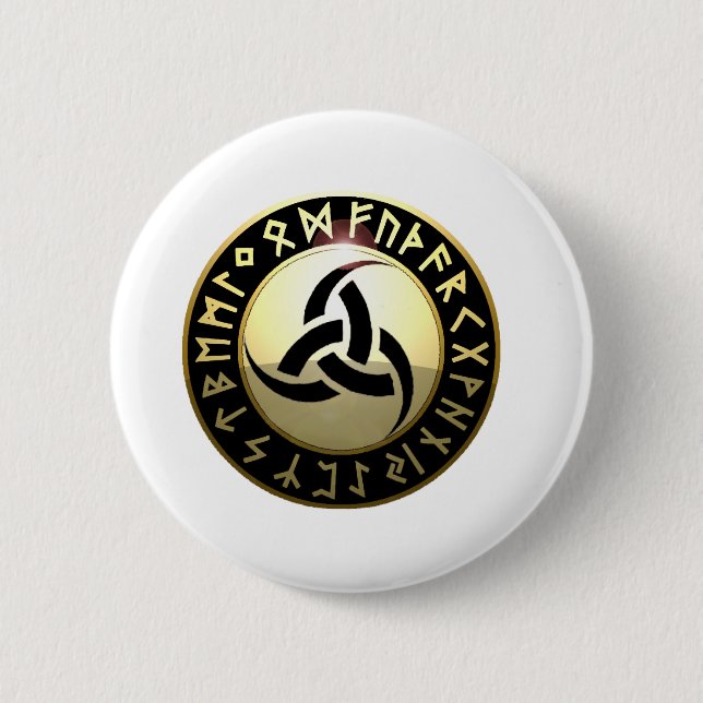 Triple Horn of Odin 6 Cm Round Badge (Front)