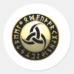 Triple Horn of Odin Classic Round Sticker