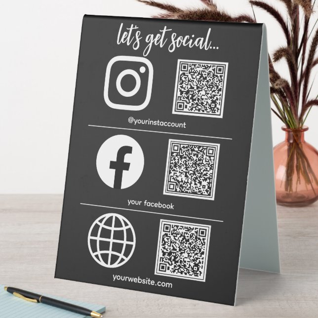 Triple Icon And QR Code Business Social Media (In SItu (Table))