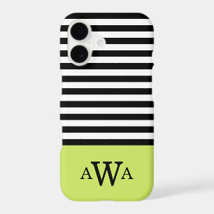 Triple Letter Monogram Green Black White Stripes