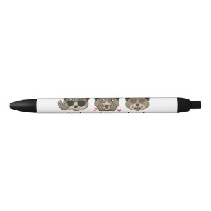 Triple meerkat expression black ink pen