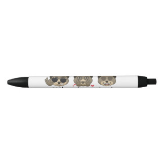 Triple meerkat expression black ink pen