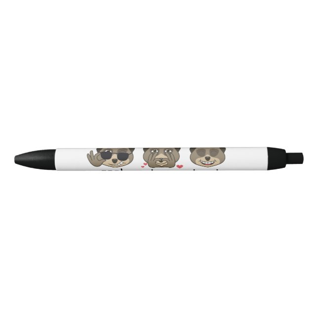 Triple meerkat expression black ink pen (Front)