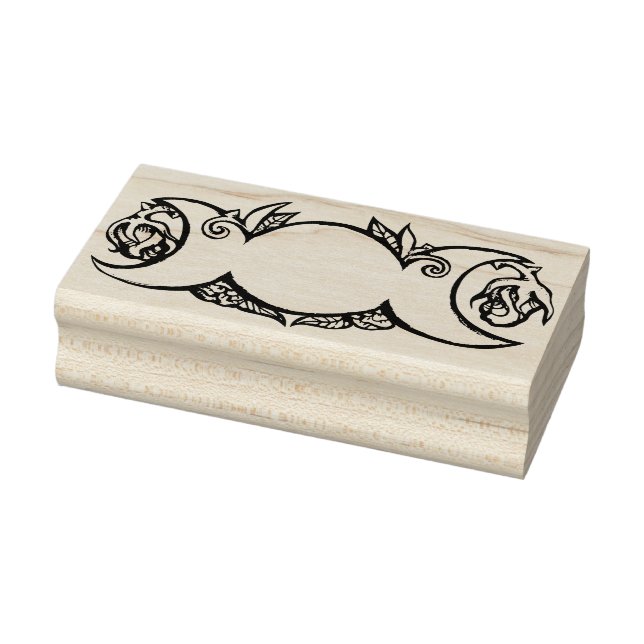 Triple Moon Bloom – Botanical Wiccan Symbol   Rubber Stamp (Stamp)