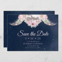Triple Moon Dark Blue Night Sky Floral Handfasting
