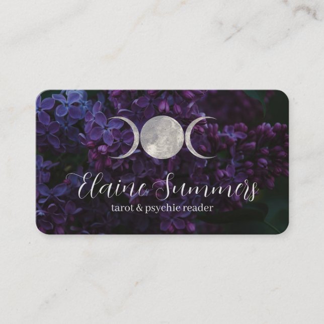 Triple Moon Dark Floral Business Card (Front)