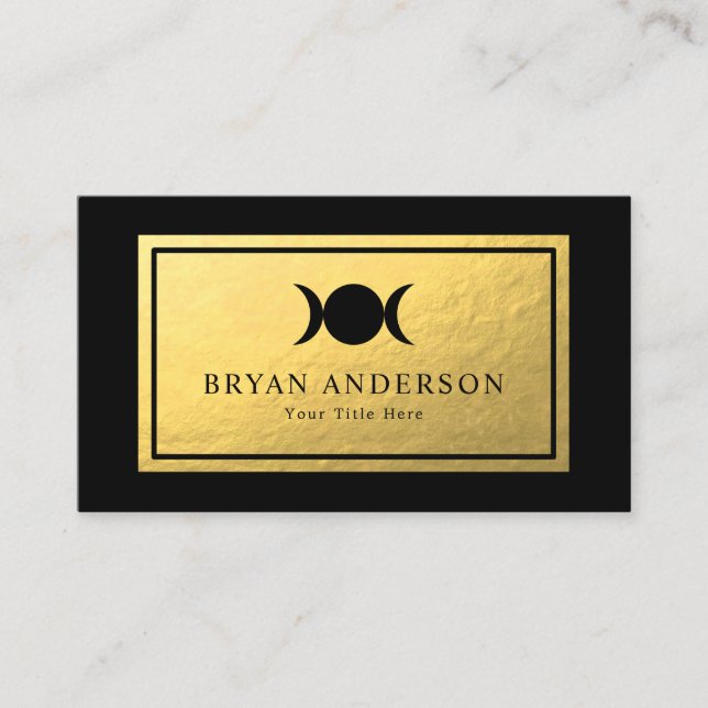 Triple Moon - Faux Gold Foil Business Card (Front)