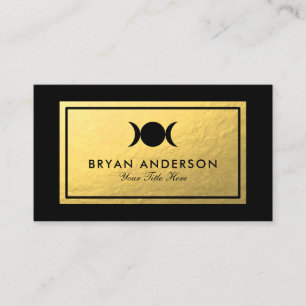 Triple Moon - Faux Gold Foil Business Card