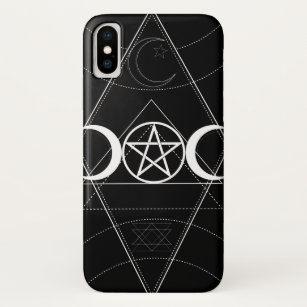 Triple Moon Geometry Pentagram Black & White Wicca Case-Mate iPhone Case