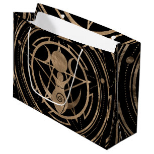 Triple Moon - Goddess -Black and Gold Large Gift Bag