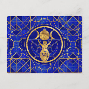 Triple Moon - Goddess -Lapis Lazuli and Gold Postcard