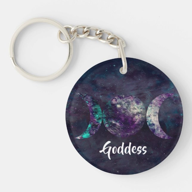 Triple Moon Goddess Luna Universe Custom Key Ring (Front)