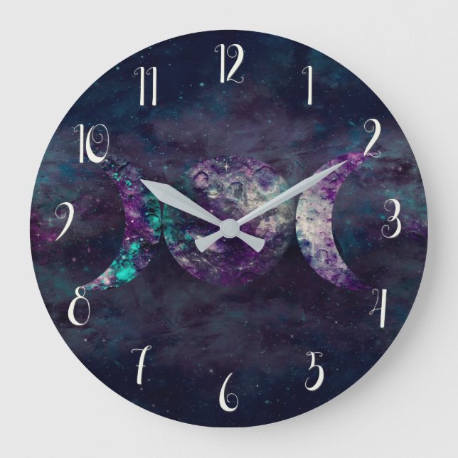 Triple Moon Goddess Luna Universe Custom Large Clock (Front)
