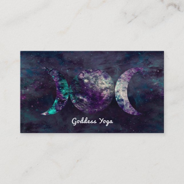 Triple Moon Goddess Luna Universe Moons Yoga Business Card (Front)