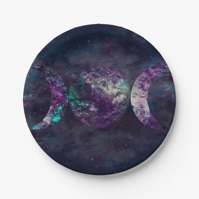 Triple Moon Goddess Luna Universe Party Paper Plate (Front)