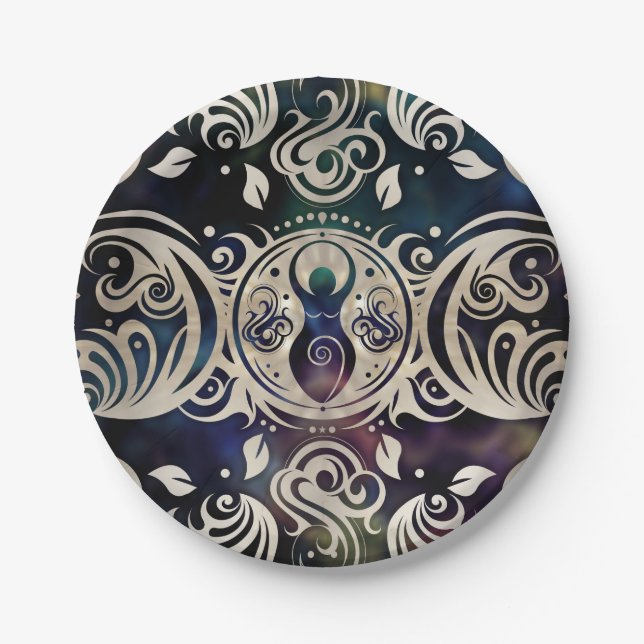 Triple Moon Goddess Moonlight purple #1 Paper Plate (Front)