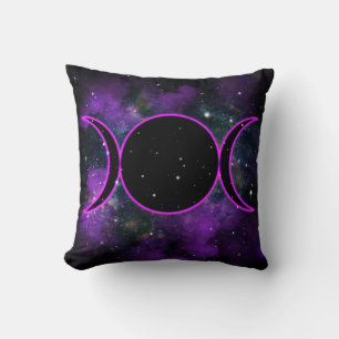 Triple Moon Goddess Purple Glow Universe Space Cushion