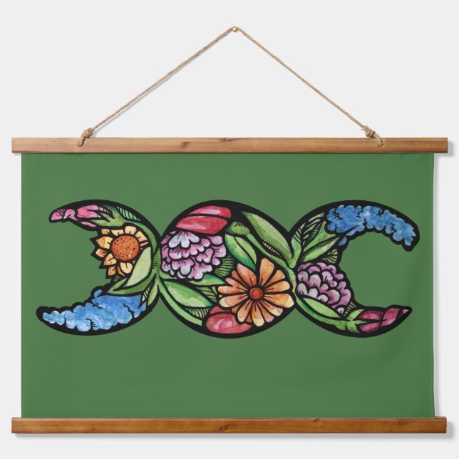 Triple Moon Goddess Symbol Bloom                   Hanging Tapestry (Front)