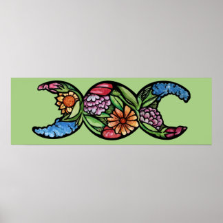 Triple Moon Goddess Symbol Bloom Poster