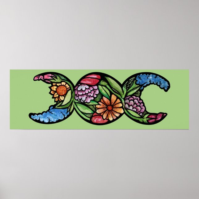 Triple Moon Goddess Symbol Bloom                   Poster (Front)