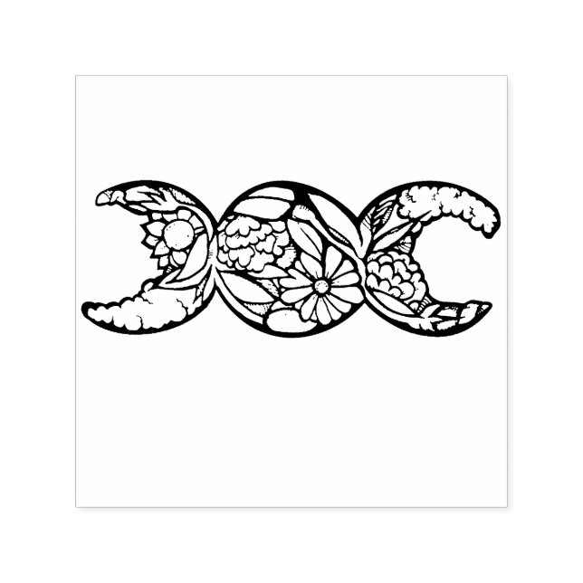 Triple Moon Goddess Symbol Bloom                   Self-inking Stamp (Design)