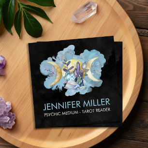Triple Moon - Healing Crystals Watercolor  Square  Square Business Card