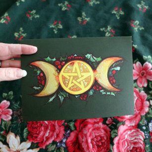 Triple Moon Holly Yule Art                         Card