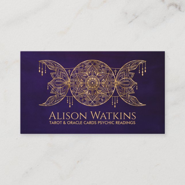 Triple Moon Mandala Ornament Business Card (Front)