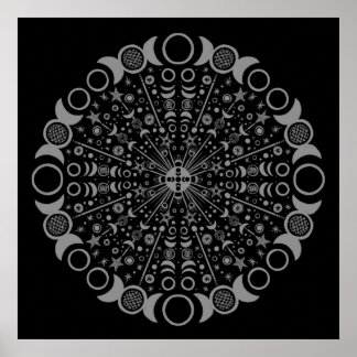 Triple Moon Mandala Poster