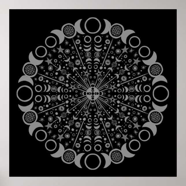 Triple Moon Mandala Poster (Front)