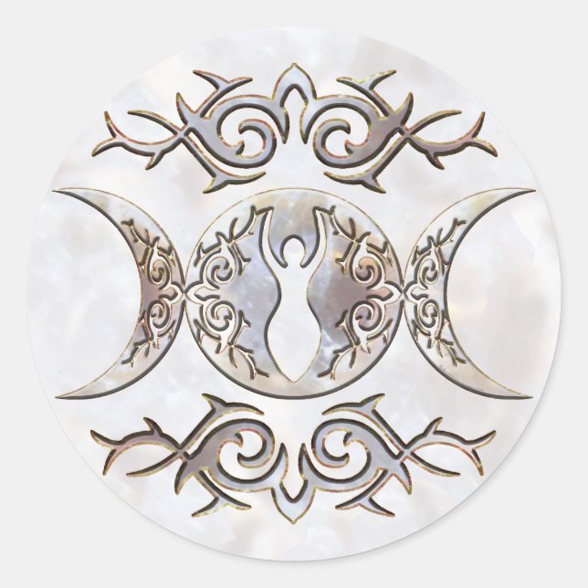 Triple Moon Moonstone Goddess Classic Round Sticker (Front)