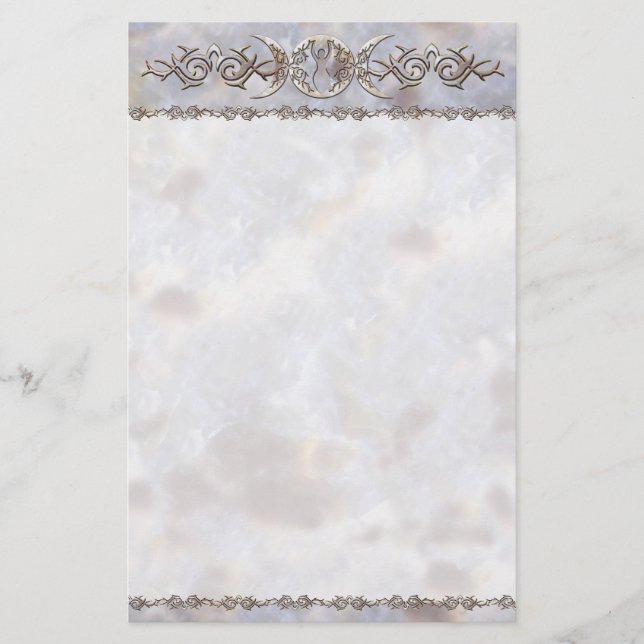 Triple Moon Moonstone Goddess Stationery (Front)