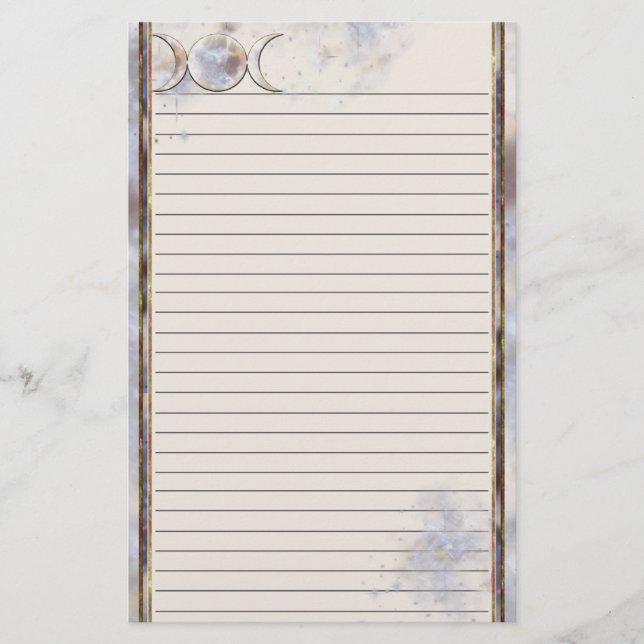 Triple Moon Moonstone Lined Stationery (Front)