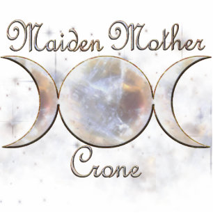 Triple Moon Moonstone, Maiden Mother Crone Standing Photo Sculpture