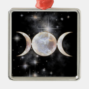 Triple Moon Moonstone Metal Tree Decoration