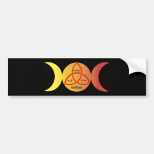 triple moon on black background with triquetra 2 bumper sticker