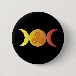 triple moon one triskell black bground 6 cm round badge