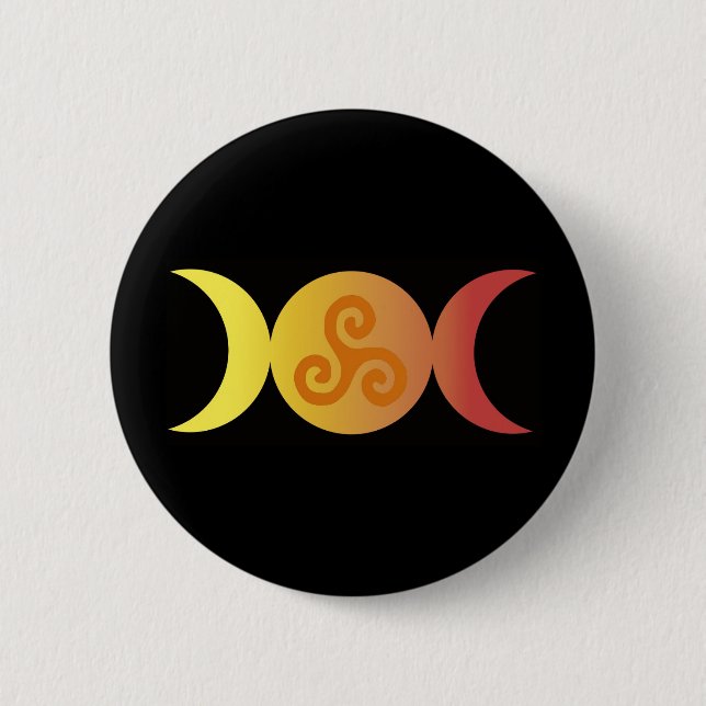 triple moon one triskell black bground 6 cm round badge (Front)