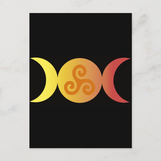 triple moon one triskell black bground postcard (Front)