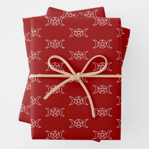 Triple Moon Pentacle Goddess Wrapping Paper Sheets