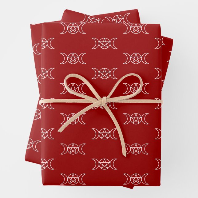 Triple Moon Pentacle Goddess Wrapping Paper Sheets (In situ)