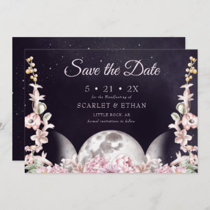Triple Moon Pink & Purple Floral Handfasting Save The Date