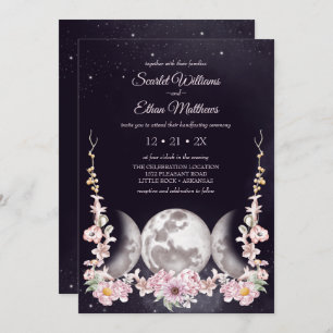 Triple Moon Purple Night Sky Wicca Handfasting Invitation