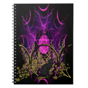 Triple Moon Symbol - Black Cat Notebook