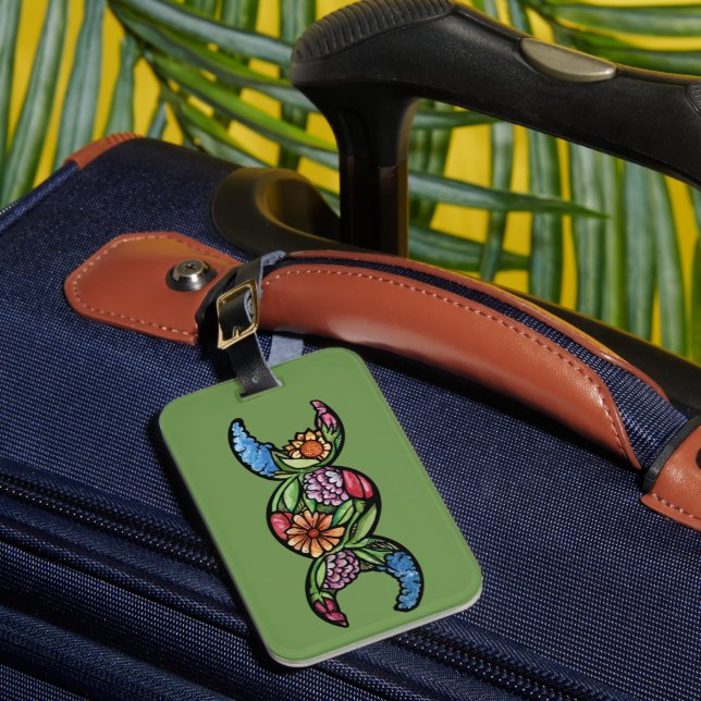 Triple Moon Symbol Bloom Luggage Tag (Front Insitu 1)