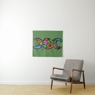 Triple Moon Symbol Bloom Tapestry