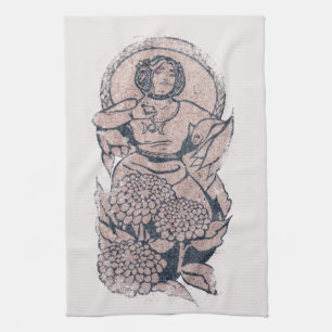 Triple Moon Symbol Goddess Mucha Feminist Art      Tea Towel