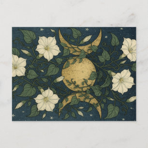 Triple Moon Symbol Moonflowers Holiday Postcard