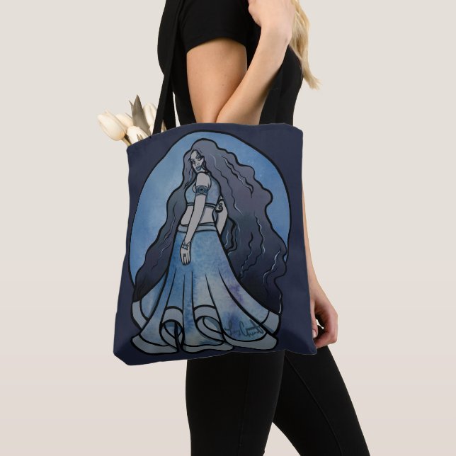 Triple Moon Symbol Wicca Goddess Tote Bag (Close Up)